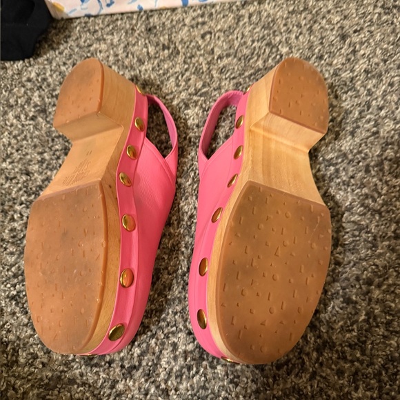 Charlotte Stone Pink Leather Mules with Gold Accents - Picture 8 of 16